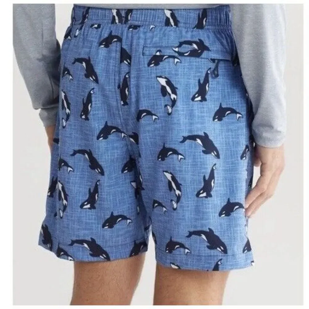 New $46 Eddie Bauer Volley Swim Trunks Shorts Mens Blue Orca Lined EMS4384 Large